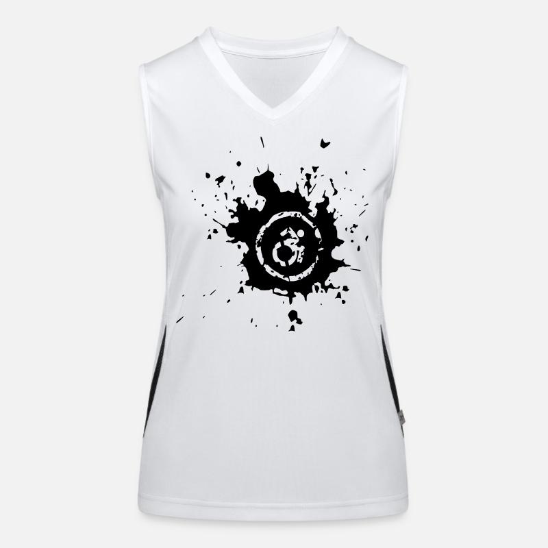Rollstuhl-Symbol mit Farbspritzer # Funktionelles Kontrast-Tank Top für Frauen