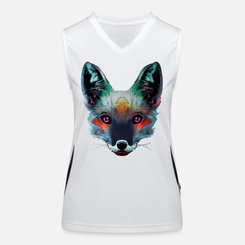 Neon Fox Head Art Women's Functional Contrast Tank Top
