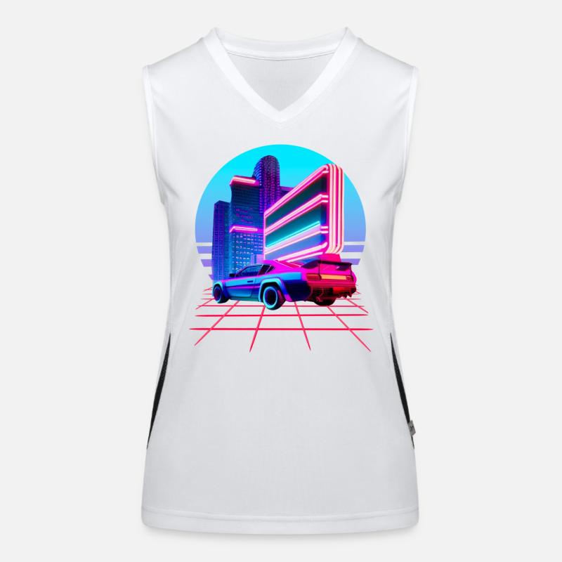 Retro Wave 80s Skyline Electro-Wave Vaporwave Women's Functional Contrast Tank Top