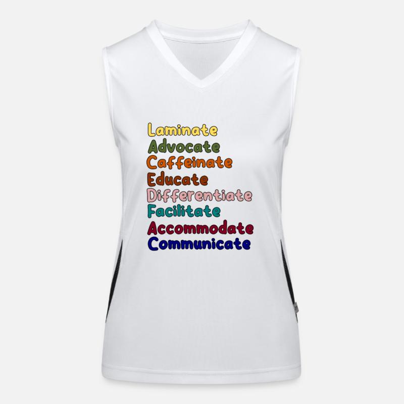 Colorful Action Verbs for Education Women's Functional Contrast Tank Top