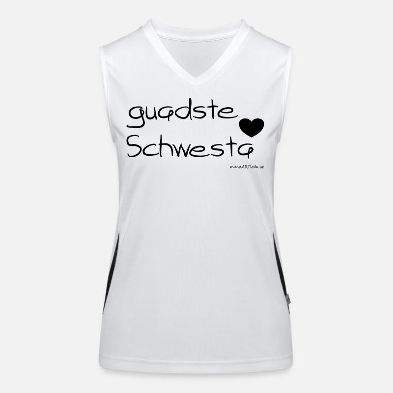 guadste Schwesta - beste Schwester, Dialekt Funktionelles Kontrast-Tank Top für Frauen