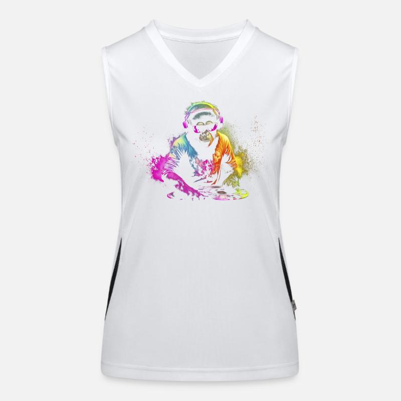 DJ Affe mit Kopfhörer und Sonnenbrille Geschenk Funktionelles Kontrast-Tank Top für Frauen