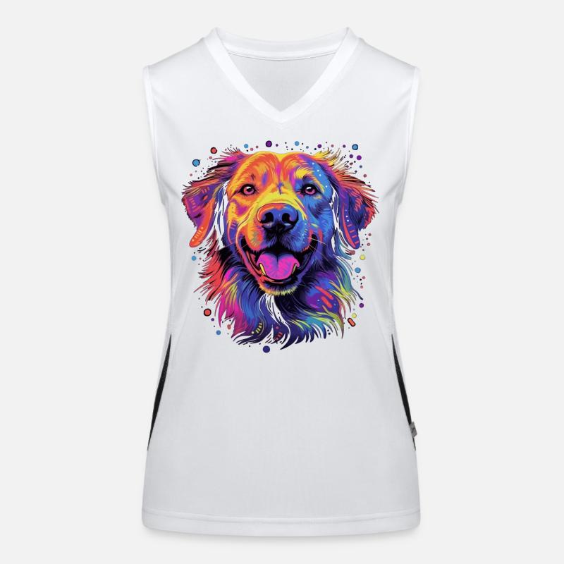 Rainbow Pop Dog Portrait Women's Functional Contrast Tank Top