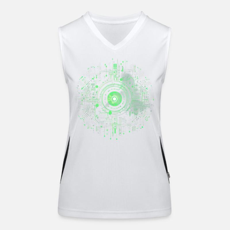 Matrix Style, Zeichen, Symbole, Cyber, SciFi, Code Funktionelles Kontrast-Tank Top für Frauen