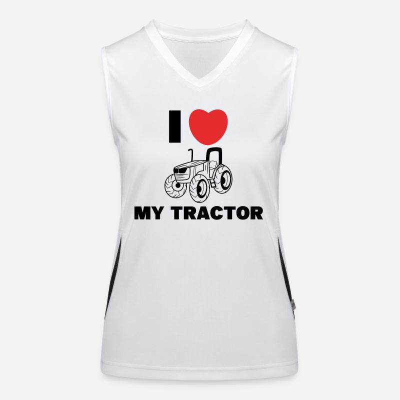 Ackerbau Herz Ich Liebe Traktor Statement Bauer Funktionelles Kontrast-Tank Top für Frauen