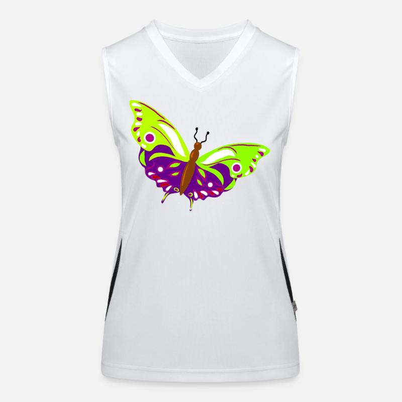 Illustration de papillon multicolore Débardeur respirant contrasté Femme