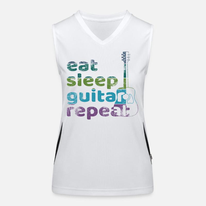 Eat Sleep Guitar Repeat Funktionelles Kontrast-Tank Top für Frauen