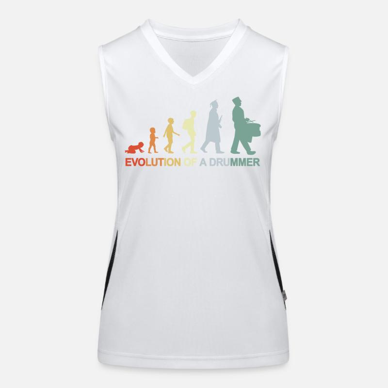 Vintage Trommelspieler Evolution Funktionelles Kontrast-Tank Top für Frauen
