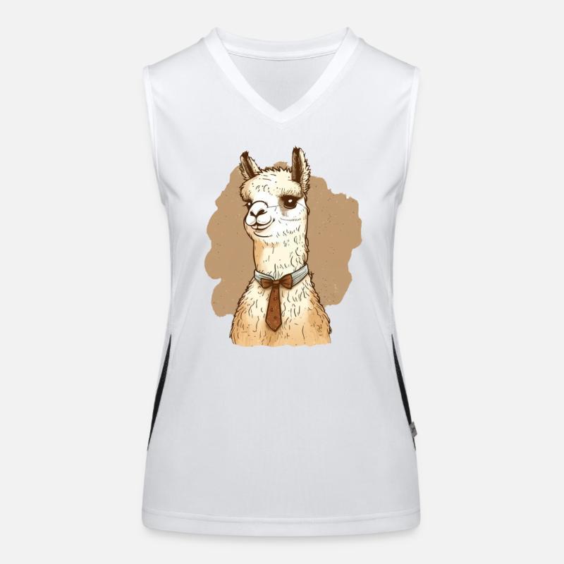 Lama amical avec un nœud papillon autour du cou Débardeur respirant contrasté Femme