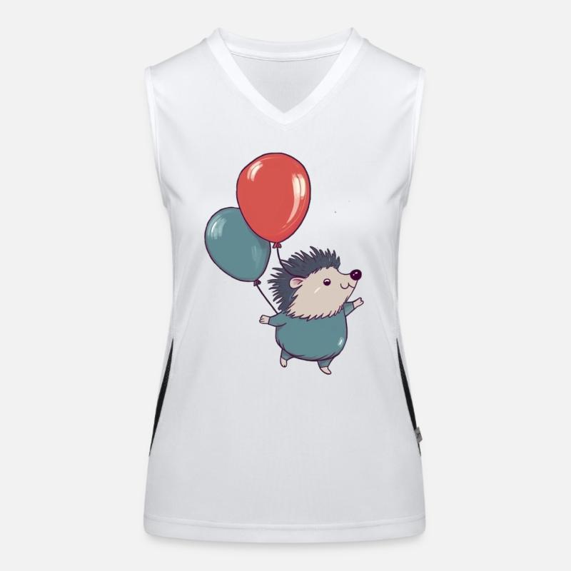 Kleiner Igel mit Luftballons Funktionelles Kontrast-Tank Top für Frauen