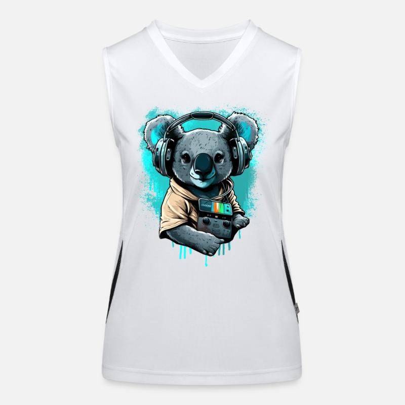 koala avec écouteurs et Walkman Débardeur respirant contrasté Femme