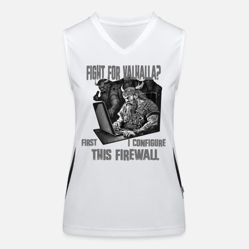 Firewall first Viking programmer black and white Women's Functional Contrast Tank Top