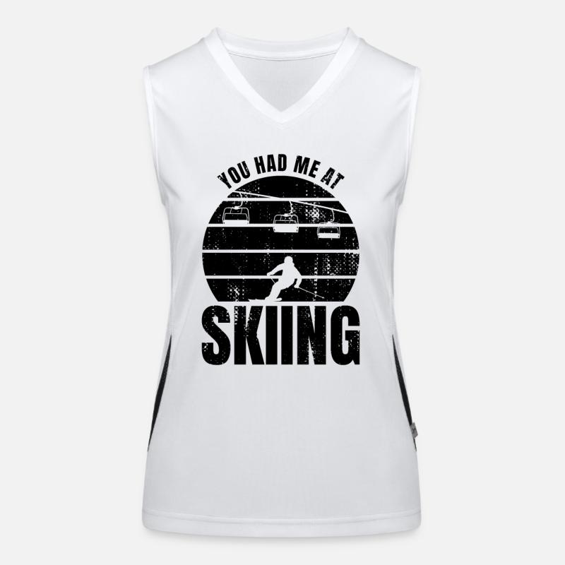 Lustiger Skispruch Funktionelles Kontrast-Tank Top für Frauen