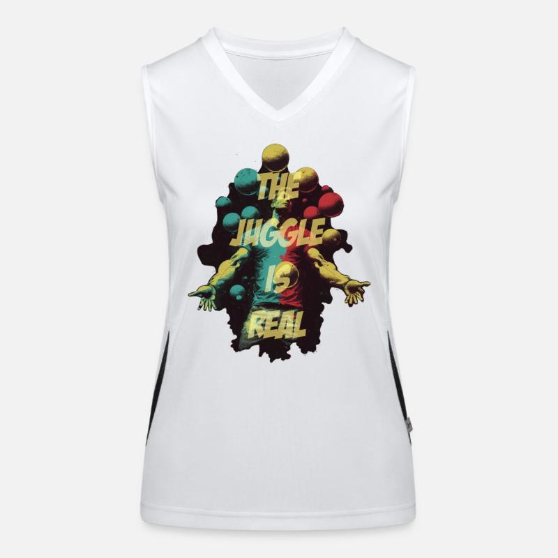 Jongleur mit Schriftzug Funktionelles Kontrast-Tank Top für Frauen
