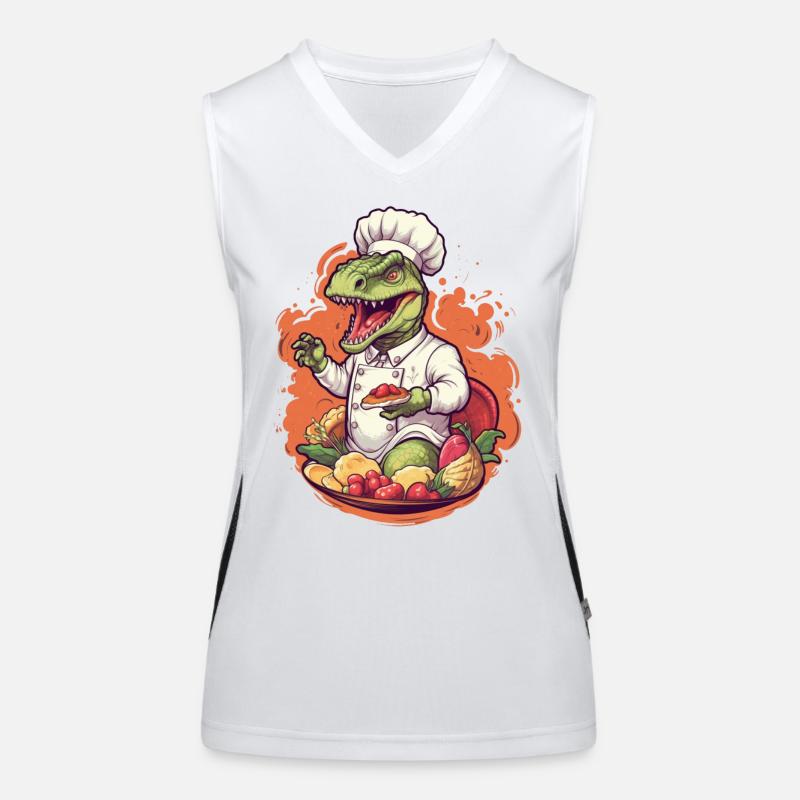 Dinosaur Chef - Women's Functional Contrast Tank Top - white/black