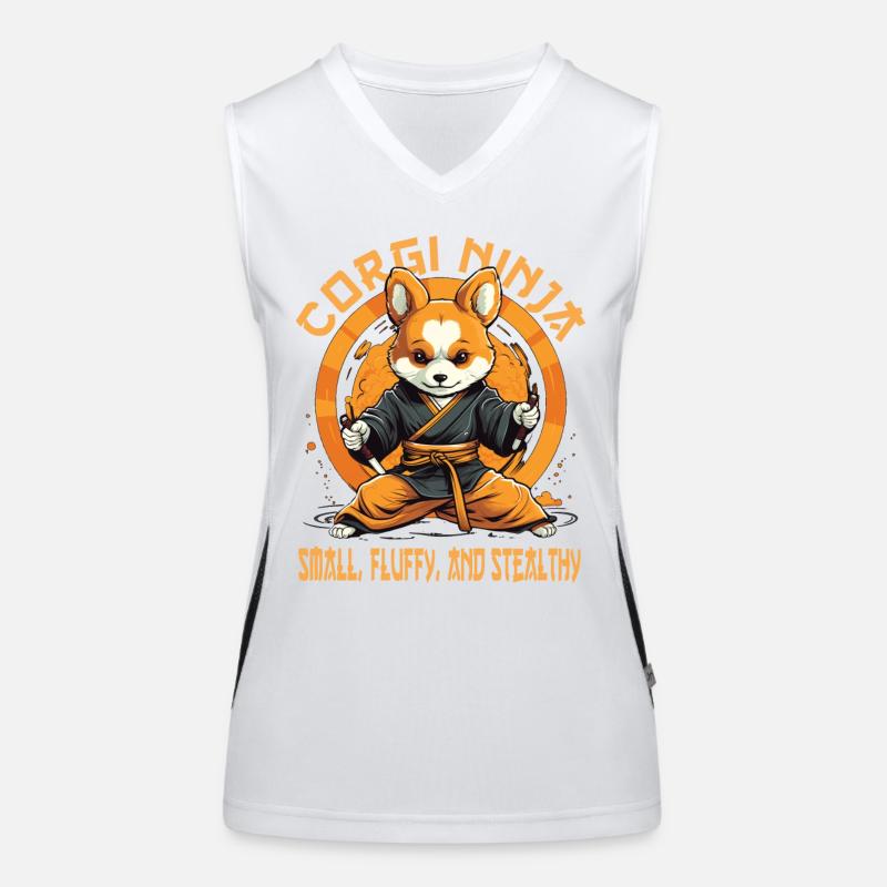 Ninja-Corgi Hund mit Schriftzug Funktionelles Kontrast-Tank Top für Frauen