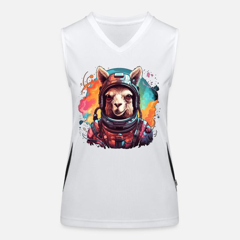 Astronaut Lama - Women's Functional Contrast Tank Top - white/black