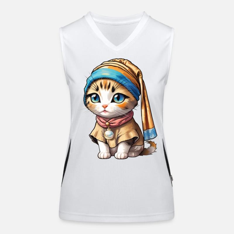 Chaton avec perle Débardeur respirant contrasté Femme