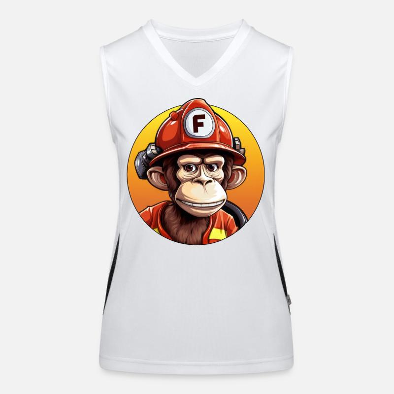 Feuerwehrmann / Affe Funktionelles Kontrast-Tank Top für Frauen