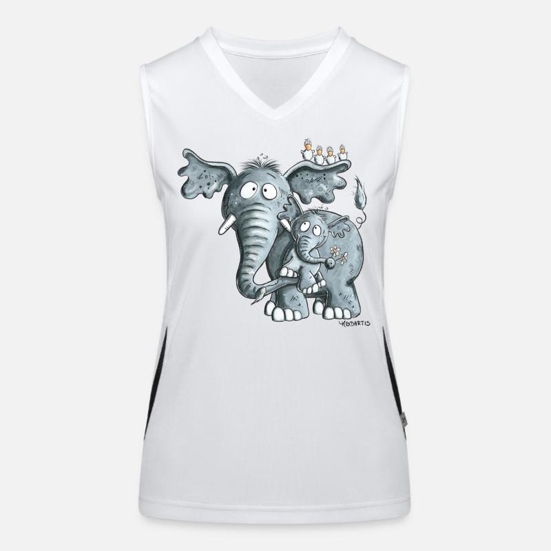 Elephant Mom and Elephant Baby Women's Functional Contrast Tank Top