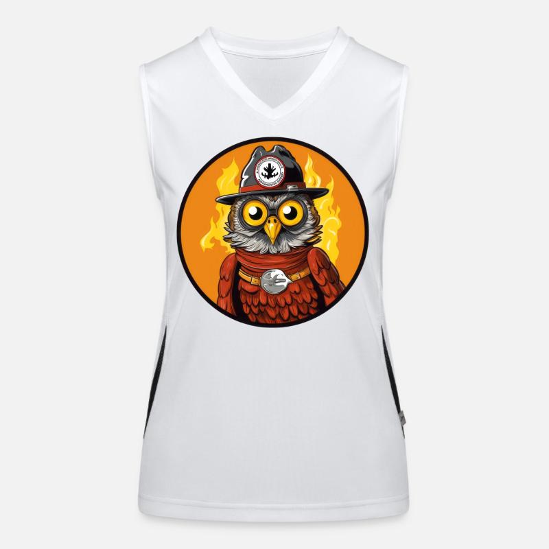 Feuerwehr Eule Funktionelles Kontrast-Tank Top für Frauen
