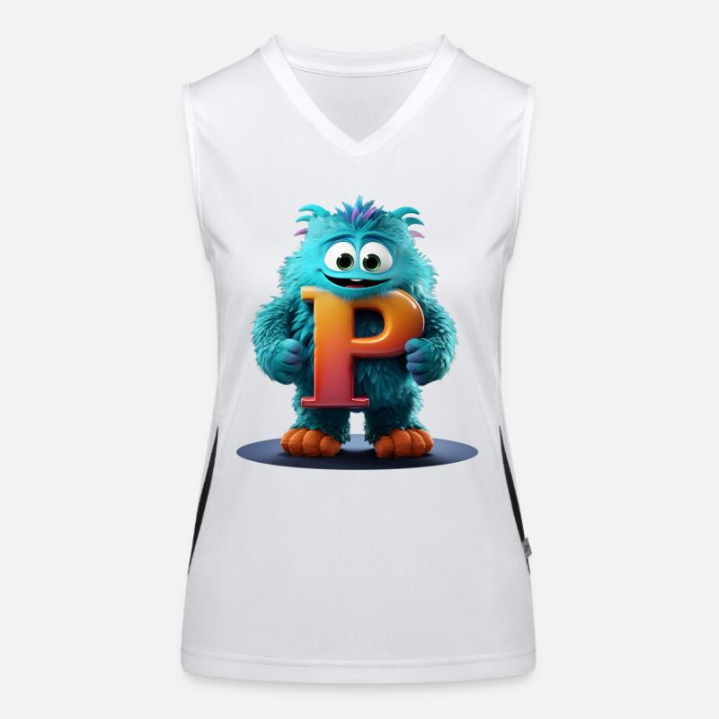 Monstre bleu avec P géant Débardeur respirant contrasté Femme