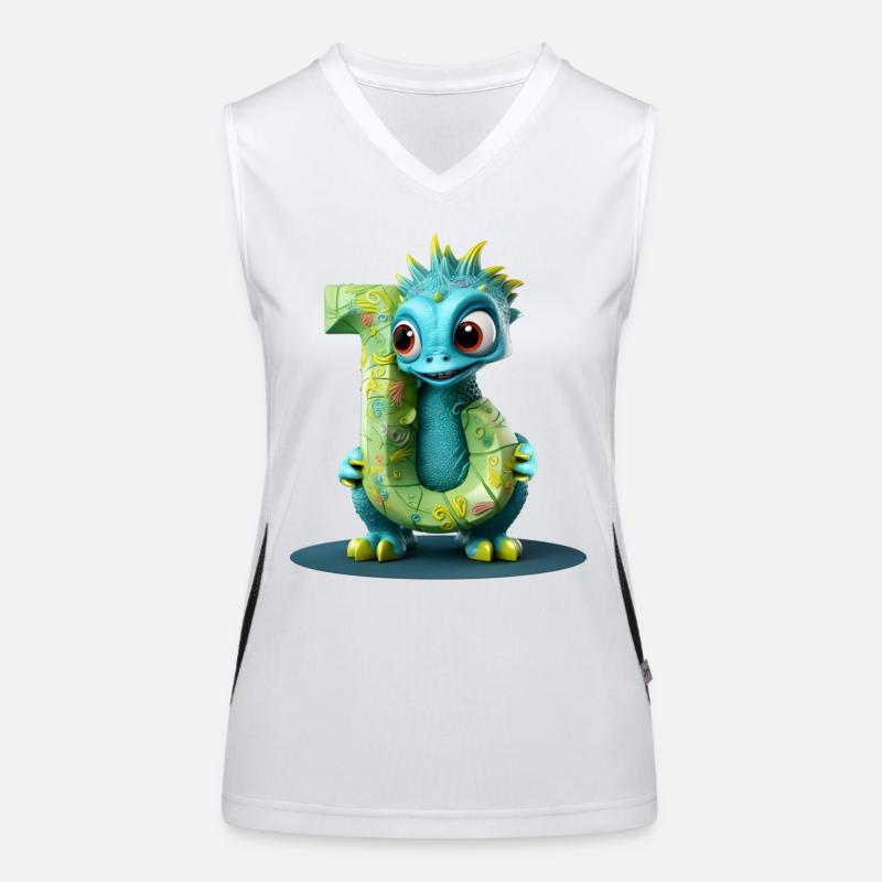 Blauer Drache mit Buchstabe J Alphabet Funktionelles Kontrast-Tank Top für Frauen