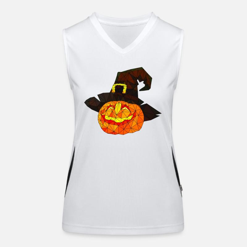 Polygonal Halloween Pumpkin Triangular Poly Art Women's Functional Contrast Tank Top