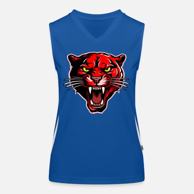 Panther Kopf Rot Funktionelles Kontrast-Tank Top für Frauen