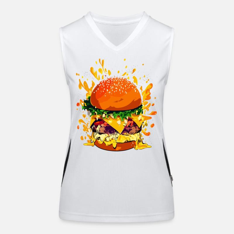 Cheeseburger extravagant avec éclaboussures de fromage Débardeur respirant contrasté Femme