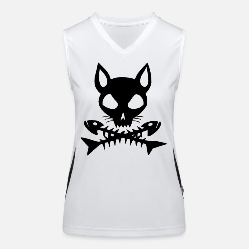 Schwarzer Katzenschädel Funktionelles Kontrast-Tank Top für Frauen