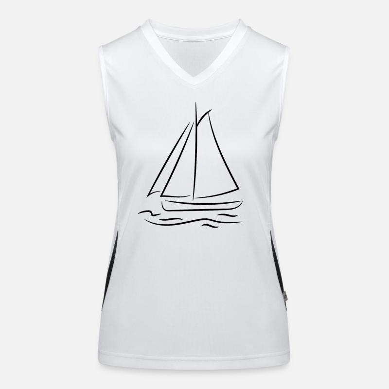 Sailboat Drawing Women's Functional Contrast Tank Top