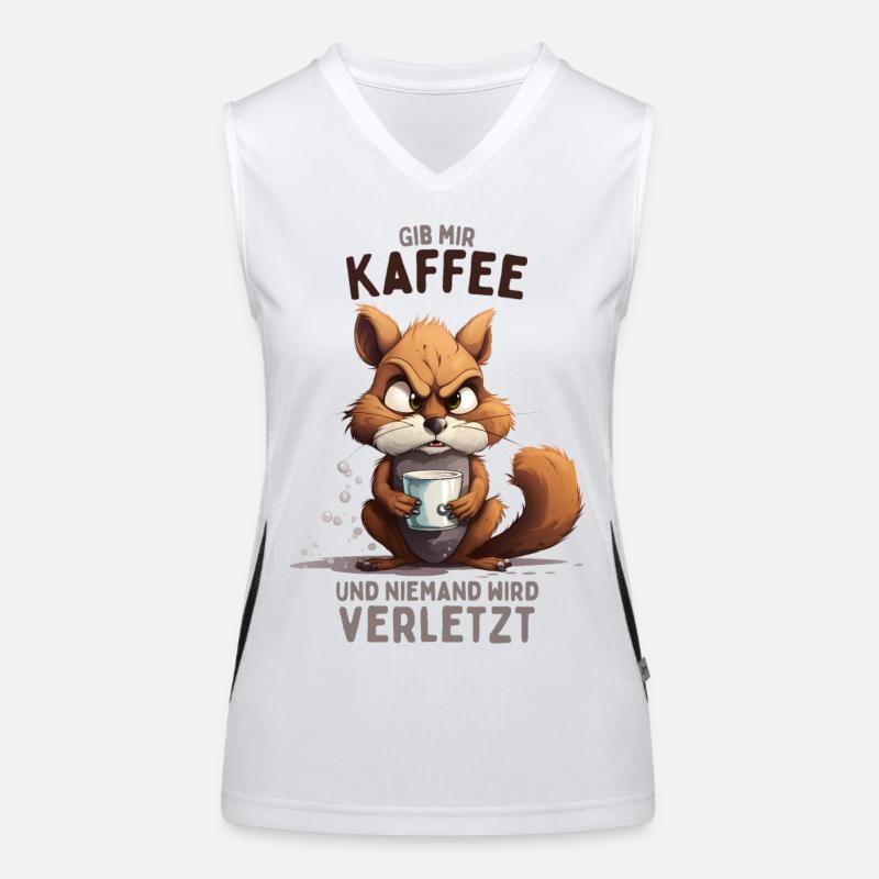 Wütendes Eichhörnchen mit Kaffee Funktionelles Kontrast-Tank Top für Frauen