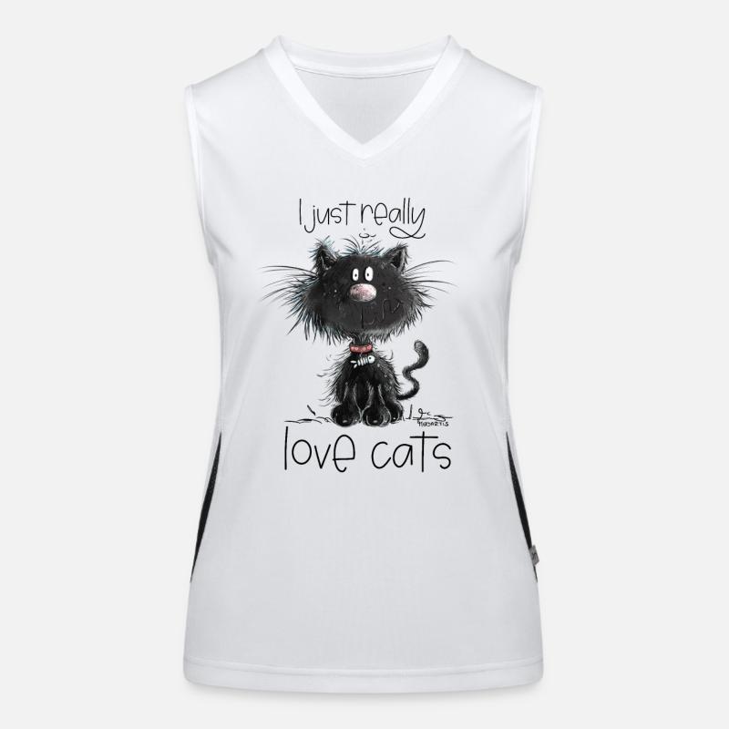 Drollige Schwarze Katze Mit Katzen Spruch Funktionelles Kontrast-Tank Top für Frauen