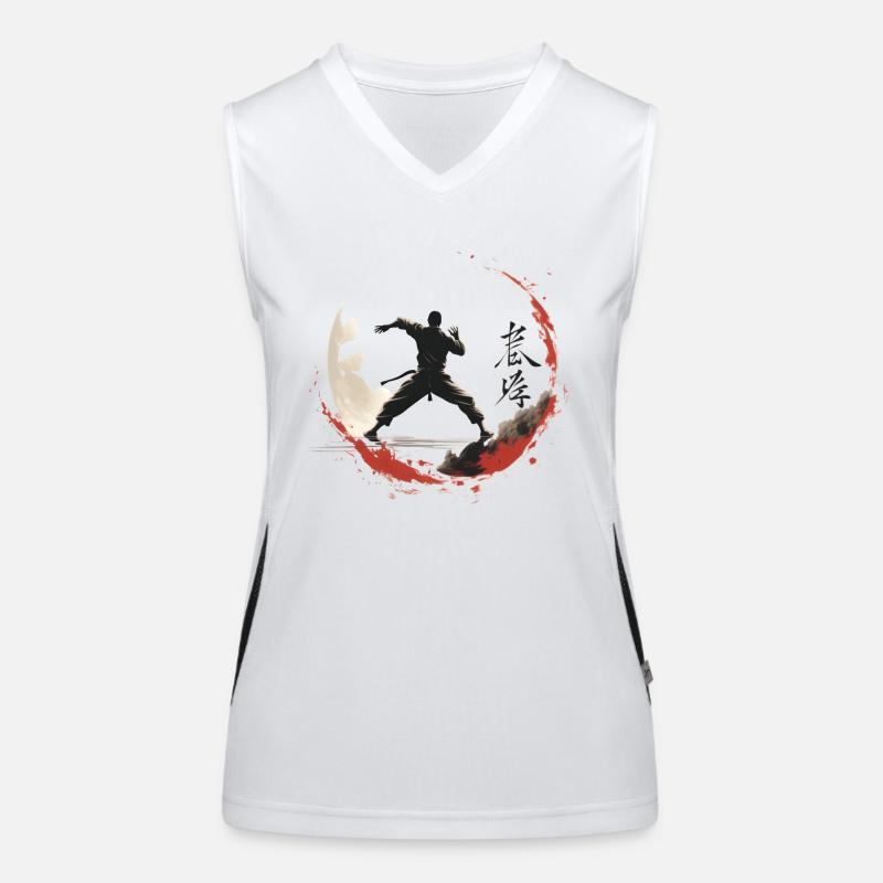 Ninja Karate Fighting Art Sign Shadow Figure Women's Functional Contrast Tank Top