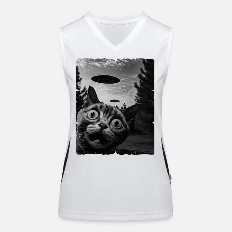 Katze Auserirdisch Invasion Uap Weirdcore Funktionelles Kontrast-Tank Top für Frauen