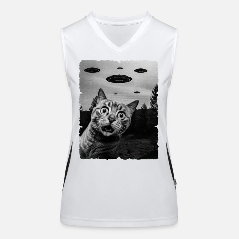 Katze Auserirdisch Invasion Uap Weirdcore Funktionelles Kontrast-Tank Top für Frauen