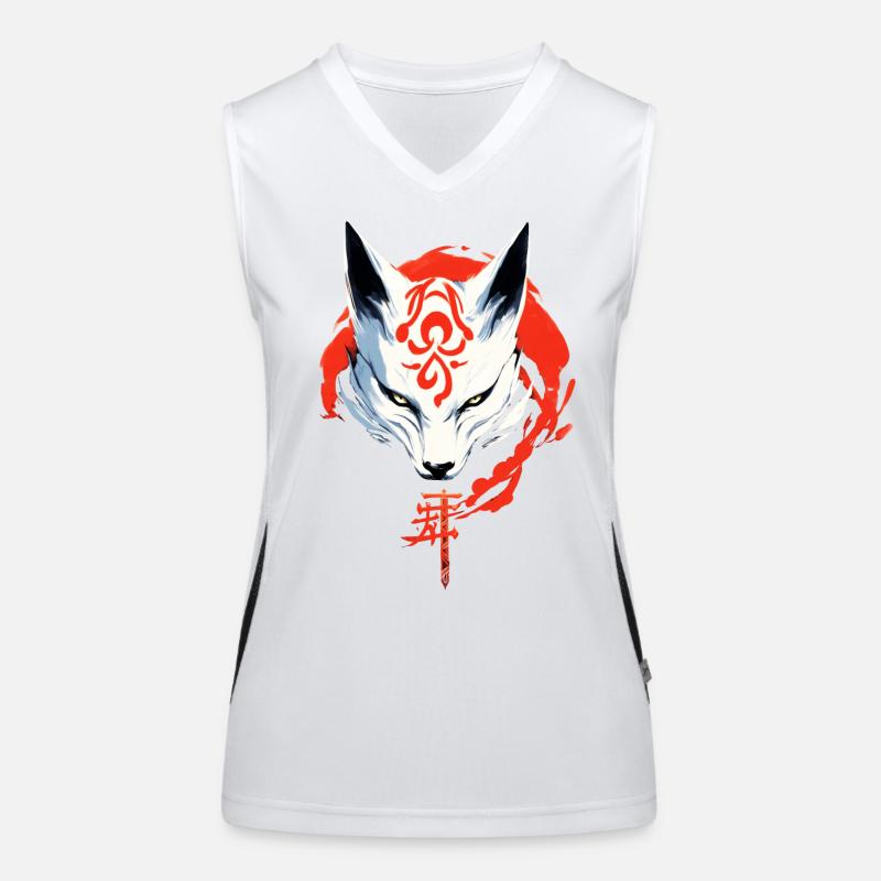 Kumiho Samurai Fox Mask Kitsune Japan Anime Women's Functional Contrast Tank Top