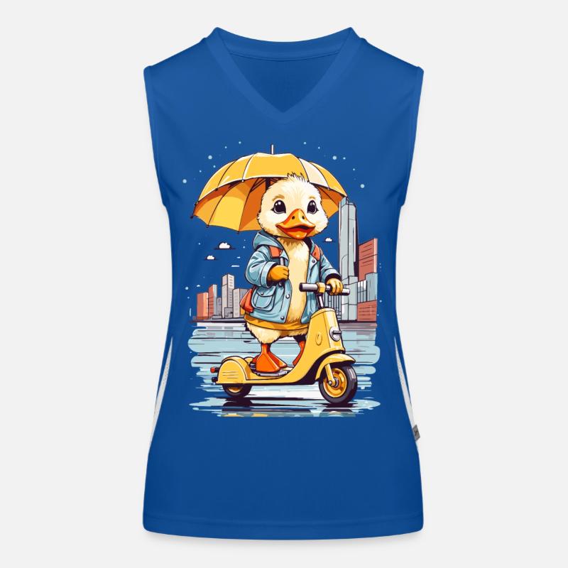 Ente mit Roller Funktionelles Kontrast-Tank Top für Frauen
