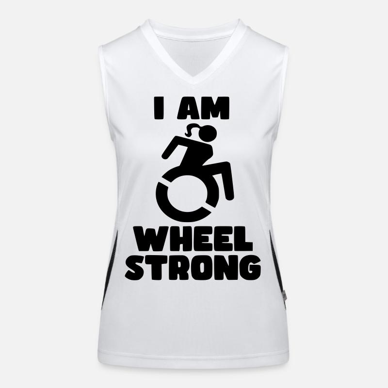 Ich bin eine starke Rollstuhlfrau. Rad stark * Funktionelles Kontrast-Tank Top für Frauen