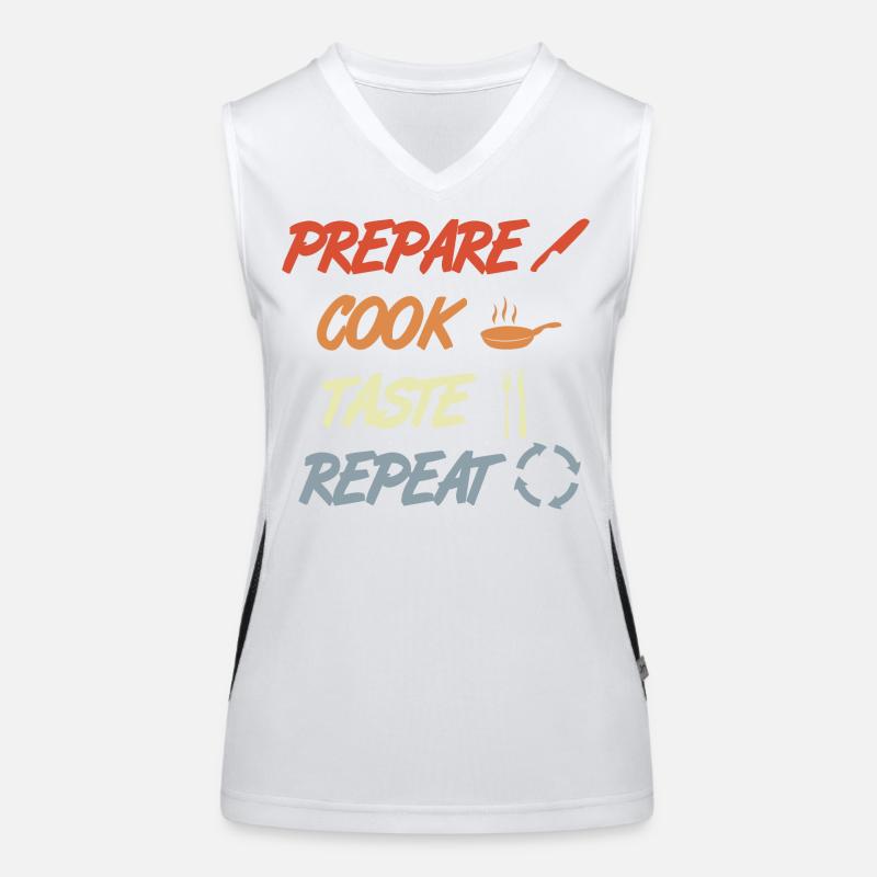 Préparer, Cuisiner, Goûter, Répéter Débardeur respirant contrasté Femme