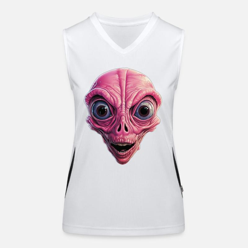 Shocked alien, shock, alien face, curiosity Women's Functional Contrast Tank Top