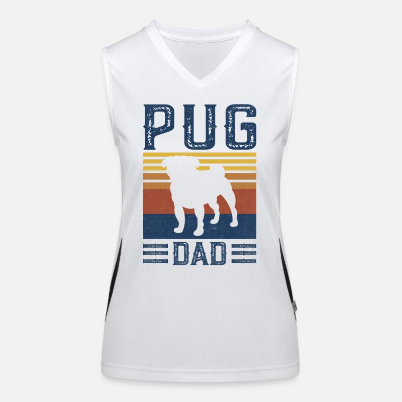 Pug Dad Dog Vintage Retro Women's Functional Contrast Tank Top