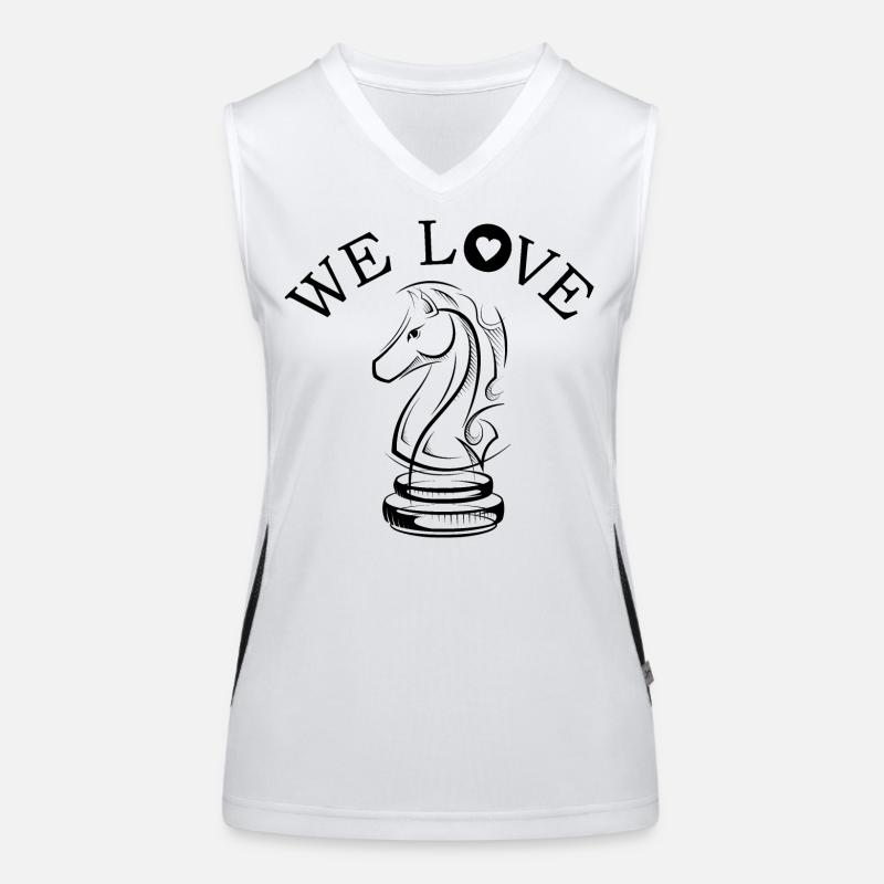 Schach Liebe Team Pferd Symbol icon Illustration Funktionelles Kontrast-Tank Top für Frauen