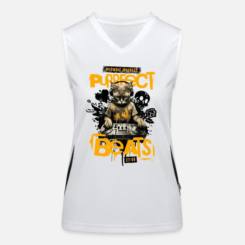 KatzenDJ Beats Graffiti Funktionelles Kontrast-Tank Top für Frauen