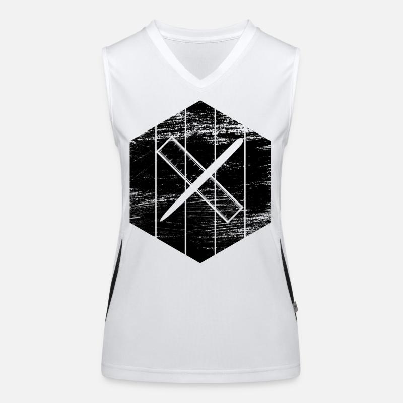 Pen and Ruler Sketch Women's Functional Contrast Tank Top