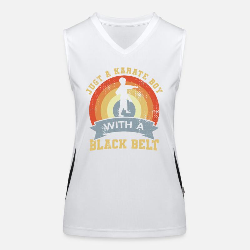 Karate Junge mit schwarzem Gürtel Funktionelles Kontrast-Tank Top für Frauen