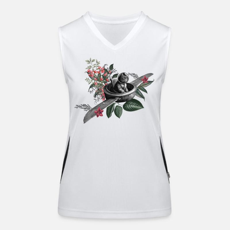 The Flying Cat - Women's Functional Contrast Tank Top - white/black