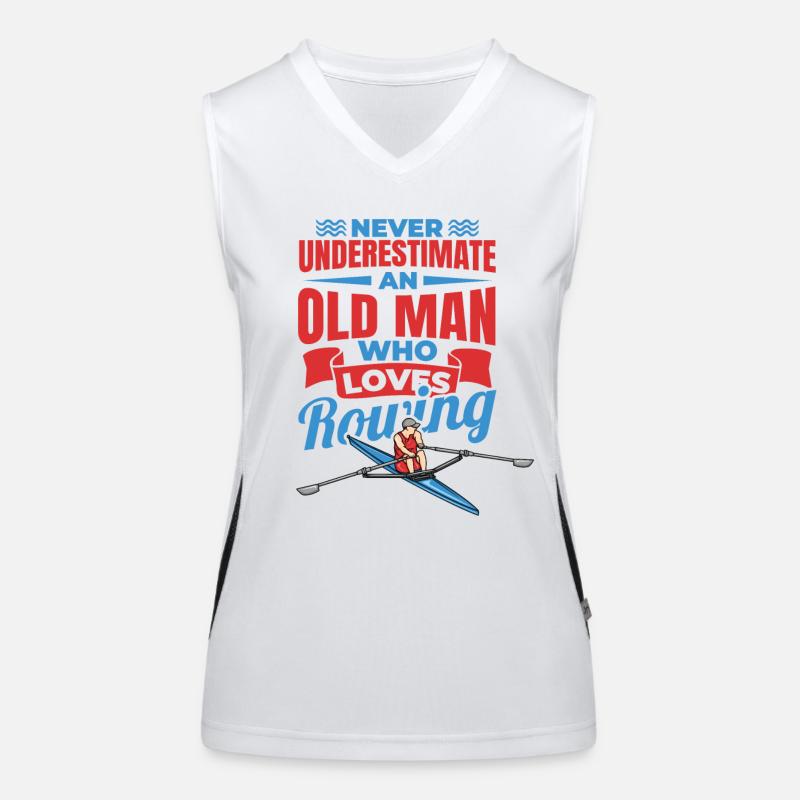 Never Underestimate An Old Rower Funktionelles Kontrast-Tank Top für Frauen