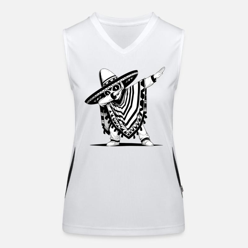 Festive Mexican Poncho with Dab Women's Functional Contrast Tank Top